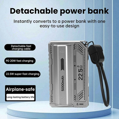 Gaqqee PD 20 W Schnelllade-DIY-Batteriegehäuse für 21700 Akkus, einzelliges lötfreies Powerbank-Gehäuse mit abnehmbarem Leistungsmodul und integriertem Kabel, Schwarz