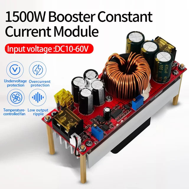 DC-DC Boost Converter Step Up Netzteil Modul mit einstellbarer Spannung 1800W 1500W 30A 20A Rot 12-48V zu 24-72V Power Booster - Bild 1