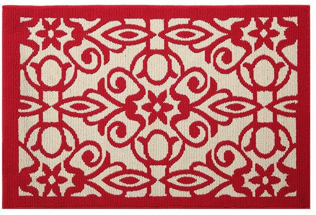 Rutschfeste Fußmatte für den Eingangsbereich in Rot und Beige, B/T: 80 x 50 cm - Bild 1