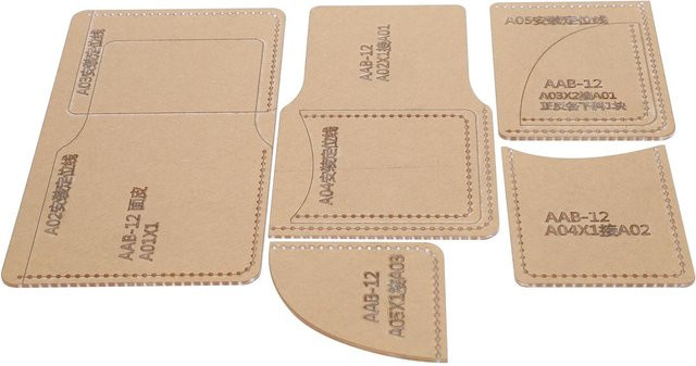 Igeteck 5 Stück Acrylvorlagen für DIY Geldbörsen als Ledermuster Form in Beige und Transparent - Bild 1