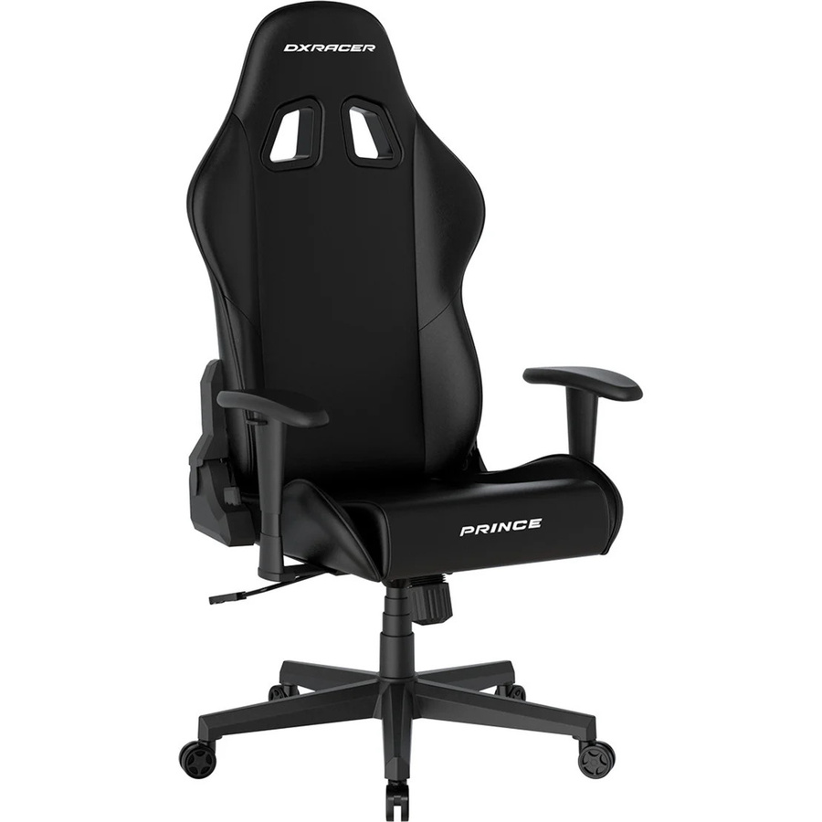 DXRacer Prince L Gaming-Stuhl aus Kunstleder in Schwarz mit Kopfstütze und Armlehnen - Bild 1