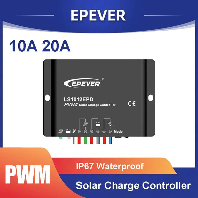 EPEVER Solarladeregler LS1024EPD LS2024EPD mit Timer und Lichtregler, IP67 wasserdicht, Schwarz - Bild 1