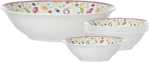 Ritzenhoff & Breker Salatschalen Set Shanti aus Keramik in Weiß mit floralem Design
