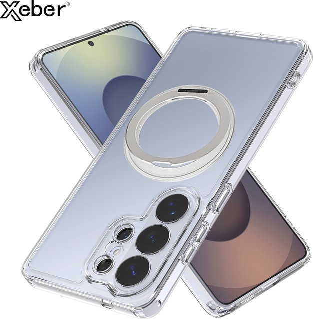 Transparente Samsung Galaxy S26 Ultra und S26 Plus Schutzhülle mit magnetischer 360 Grad drehbarer Halterung in Bunt und Stoßfestem Design - Bild 1