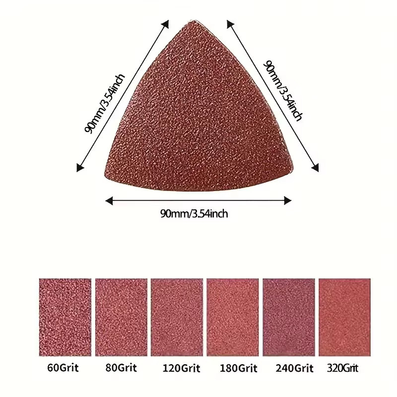 30 Stück BYRNETOOLS Dreieckiges Klett-Schleifpapier für Oszillations-Multitools, Breite: 90 mm, Farbe: Braun - Bild 2