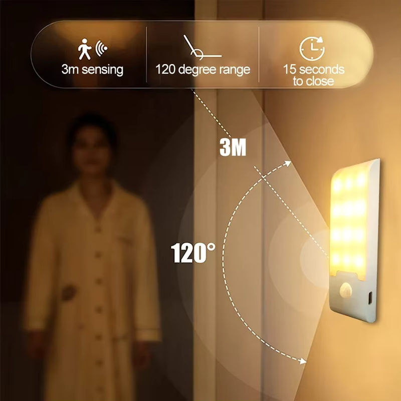 GGBEE LED Nachtlicht mit PIR Bewegungssensor, wiederaufladbare magnetische Schranklampe in Warmweiß, Farbe: Weiß - Bild 3