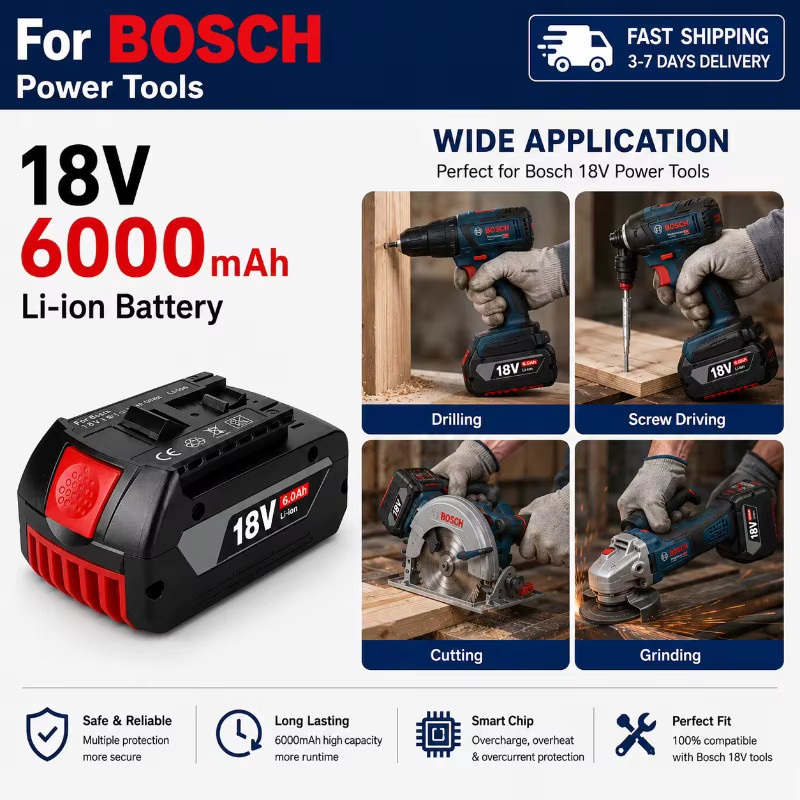 Bosch 18V Li-Ionen-Werkzeugakku 6,0Ah Schwarz - Bild 2