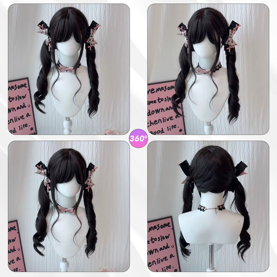 MEISU Perücke, 2 Pferdeschwanz-Lolita-Pony, synthetische Faser, Damen - Bild 5