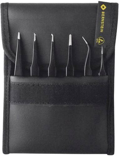 Bernstein Tools for Electronics 5-060 SMD-Pinzettensatz 6-teilig in Schwarz mit verschiedenen Spitzenformen - Bild 1