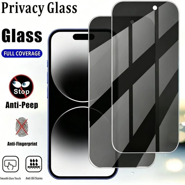 ZMZE 2er-Pack Anti-Spionage Vollbild-Displayschutzfolie aus mattiertem Panzerglas für iPhone 17 16 15 14 13 12 11 Pro Max Plus Air 17e - Bild 1