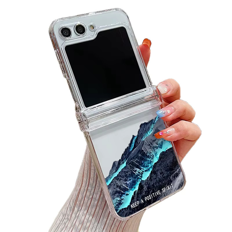 MOESOE Schutzhülle mit Schnee Berg Flugzeug Motiv für Samsung Galaxy Z Flip 7, Z Flip 6 und Z Flip 5, transparent - Bild 4