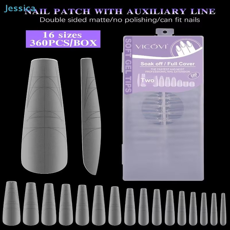 Jessica Soft Gel Nagelspitzen, 320 Stück, Stiletto- & Coffin-Formen, Matt - Bild 3