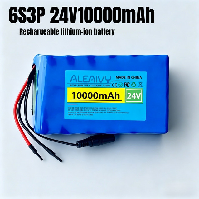 Aleaivy 24V 10Ah 6S3P 18650 Lithium-Ionen-Akkupack mit 2A-Ladegerät in Blau - Bild 1