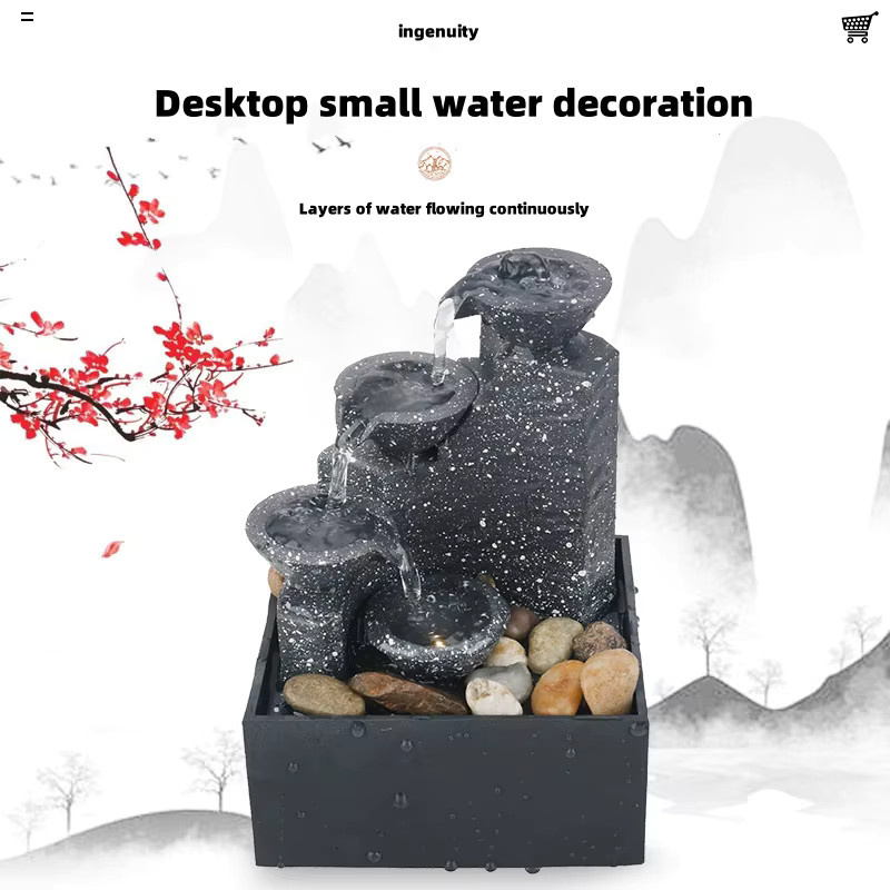 HOMEFISH Desktop-Wasserfall-Dekoration moderner kleiner Brunnen aus ABS-Kunststoff mit USB-Anschluss - Bild 6