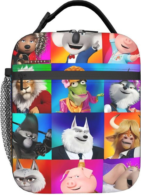 Thermische Lunchtasche mit Sing Filmfiguren Print von Fancy Style Studio, Mehrfarbig, Oxford Stoff - Bild 1