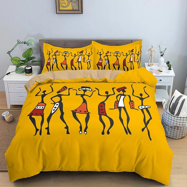 Binchi Fitness Bettwäscheset mit ägyptischem Motiv, 2-teilig, Farbe Gelb, B/H: 135 x 200 cm - Bild 1