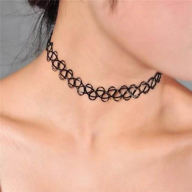 Rui Di Halskette, geflochtener Fischfaden Choker, Schwarz, Damen, Vintage - Bild 1
