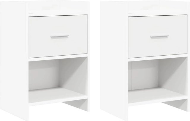 vidaXL Nachttische 2er-Set Weiß aus Holzwerkstoff, modern, B/T/H: 40 x 30 x 60 cm - Bild 1