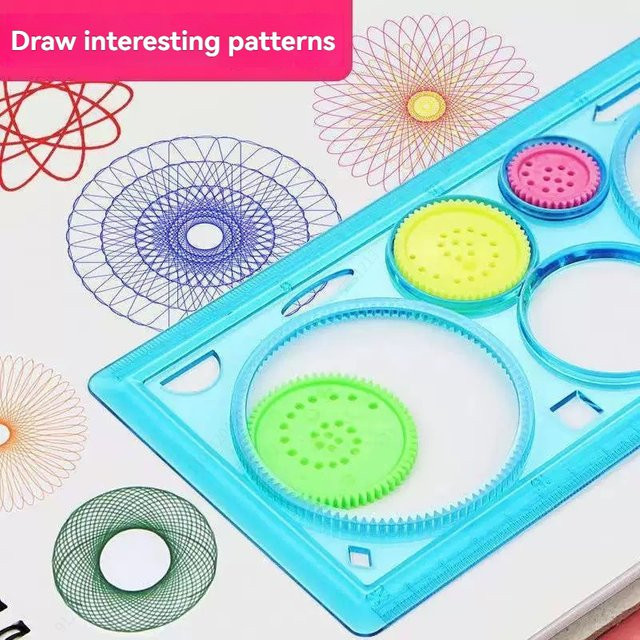 Multifunktionales Wanhua Zeichenwerkzeug-Set aus Kunststoff mit Kurven-Getriebe und Puzzle-Vorlagen - Bild 1