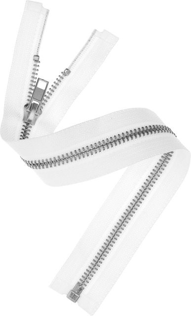 Rico Design Metall Reißverschluss 5mm in Silber und Weiß, Länge: 22 cm - Bild 1