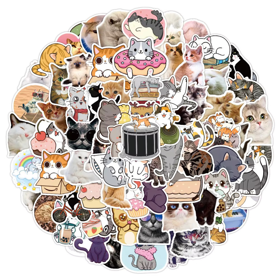 Wasserdichte Katzen Graffiti Aufkleber von BulingBulingStickers Shop in Multicolor, 100 Stück - Bild 2