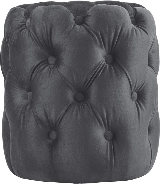 DELUKE Sitzhocker BADOR Polsterhocker aus Samt in Dunkelgrau, Chesterfield-Design, B/T/H: 42 x 42 x 46 cm - Bild 1