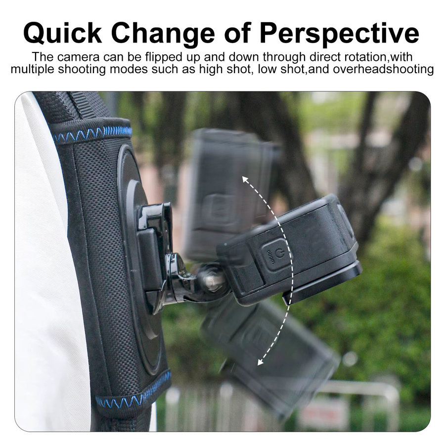 360 Grad drehbare Rucksack-Clip-Halterung für GoPro, DJI OSMO Action und Insta360 in Schwarz - Bild 4