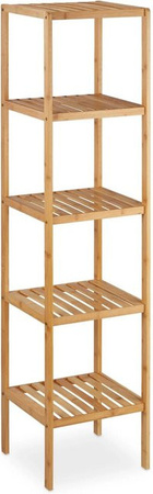 Relaxdays Badregal aus Bambus in Natur Hellbraun mit 5 Ablagen, H x B x T: 140 x 34 x 33 cm
