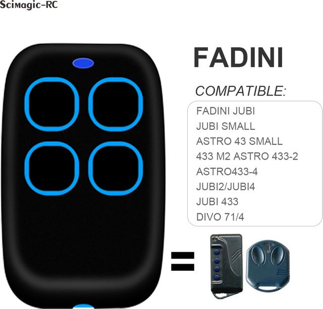 Scimagic-RC Multifrequenz Garagen-Fernbedienungsklon für FADINI JUBI JUBI SMALL ASTRO 433 M2 ASTRO 433-2 ASTRO433-4 DIVO (280 bis 868 MHz) - Bild 1