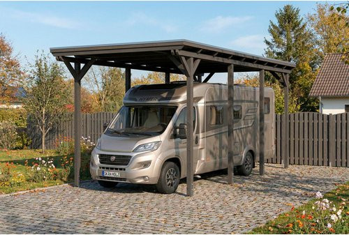 SKANHOLZ Caravan-Carport Emsland aus Fichte mit Stahl-Flachdach in Schiefergrau, B: 402 cm, T: 373 cm, H: 846 cm - Bild 1