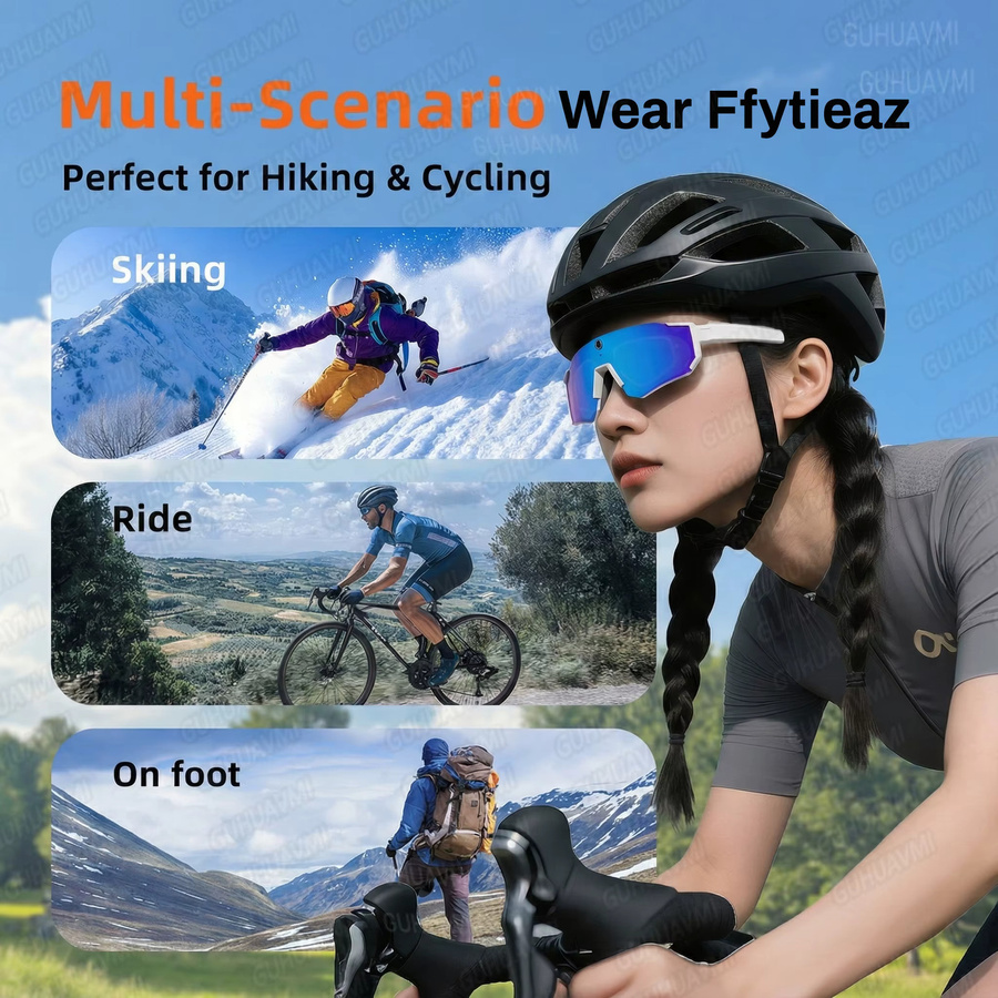 GUHUAVMI KI-Smart-Brille mit 4K-Kamera, polarisierte Sport-Sonnenbrille mit EIS-Stabilisierung und Dual-Mikrofon in Schwarz - Bild 3