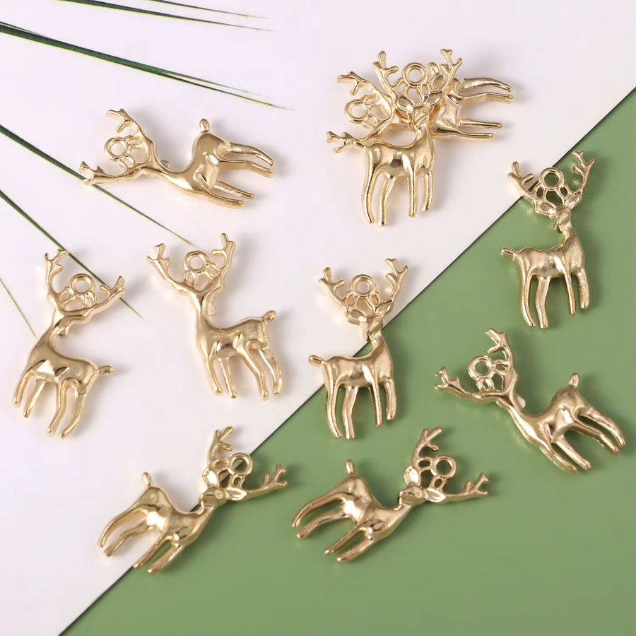 Aogue Charms Weihnachtsanhänger Elch Hirsch, Gold, 10 Stück - Bild 3