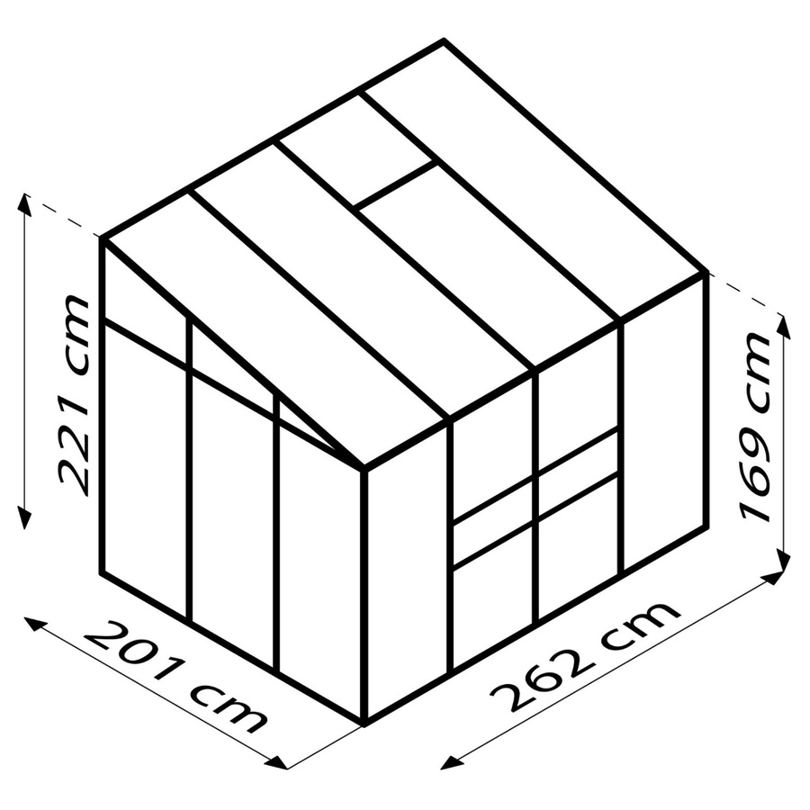 Vitavia Anlehn-Gewächshaus Ida 5200 in Smaragdgrün mit Pultdach und Doppelschiebetür, B/T/H: 262,1 x 220,8 x 201,4 cm - Bild 2