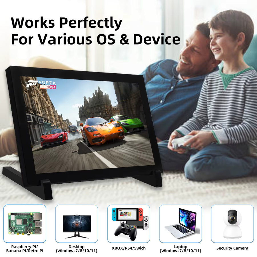 iPistBit 8 Zoll tragbarer HDMI-Monitor mit kapazitivem IPS-Touchscreen in Schwarz, Auflösung 1280 x 800, passend für Raspberry Pi 5/4/3/2/Zero/B - Bild 2