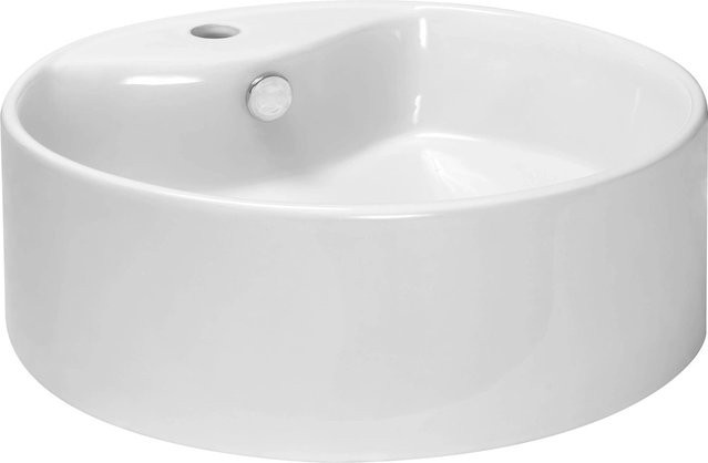 Kerra Aufsatzwaschbecken KR-138 aus Keramik, rund, Weiß Glänzend, B/T/H: 46,5 x 52,5 x 14,0 cm - Bild 1