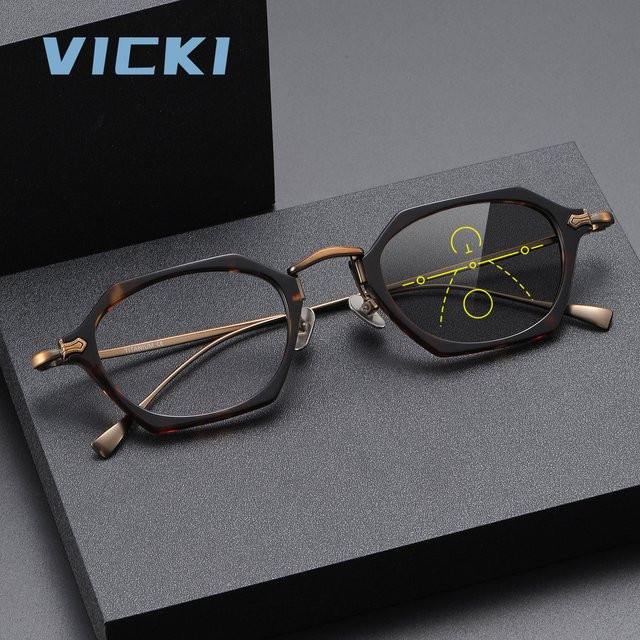 VICKI Korrektionsbrille Herren, Vollrand, hexagonal, Titan, braun - Bild 1