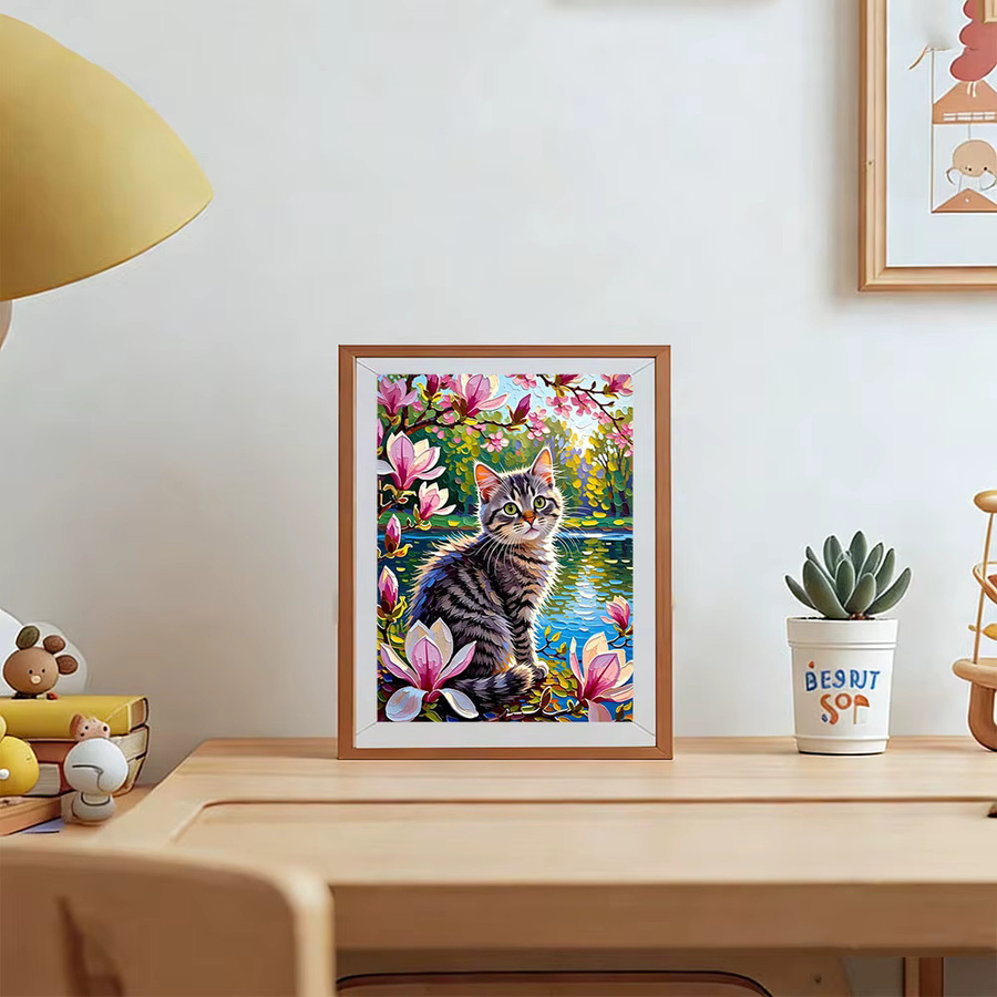 AZQSD Diamantmalerei Set Katze und Blumen in Multicolour, modernes Mosaik-Kunsthandwerk für die Heimdekoration, B/H: 20 x 30 cm - Bild 3