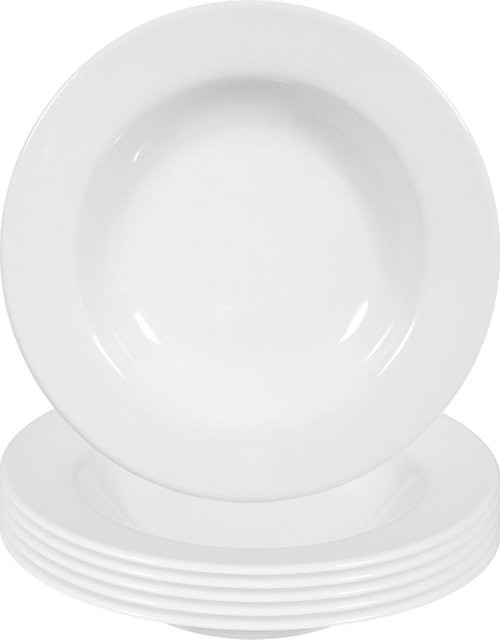 Seltmann Weiden Suppenteller Rondo/Liane aus Porzellan, Farbe: Weiß, 6er Set, Durchmesser: 22,3 cm - Bild 1