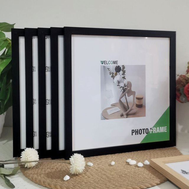 5-teiliges Set quadratische Fotorahmen aus Holz von VCC in Weiß für Wand und Tischplatte, B/H: 15 x 15 cm - Bild 1