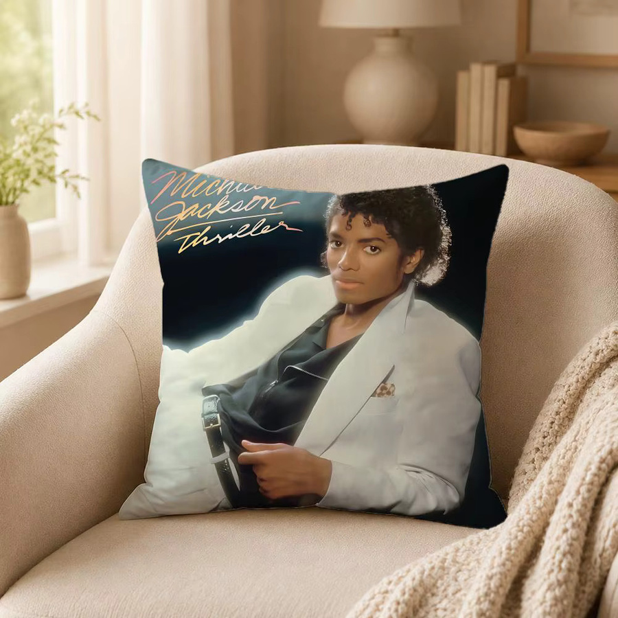 Singer Michael Jackson Kissenbezug Weiß, doppelseitig bedruckt, hypoallergen und staubmilbenfest, B/B: 30 x 30 cm - Bild 3