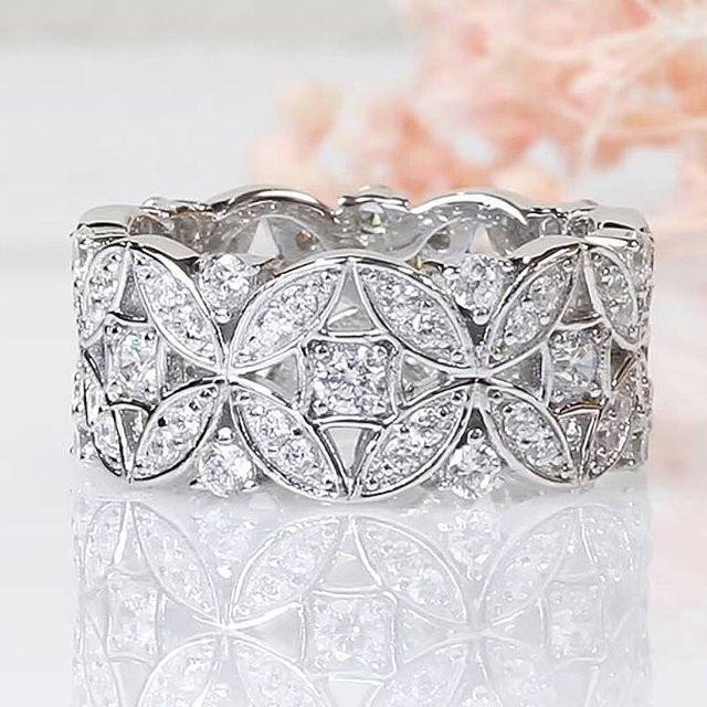 Huitan Ring, Silber, Blume, Zirkonia, Damen - Bild 1
