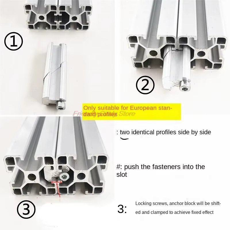 LIXIU Einzeiliger Verbinder Parallelklemmkopf für Europäische Standard Aluminiumprofile 2020 3030, Silber, Einbaublock aus Aluminium - Bild 2