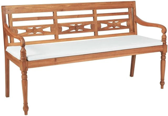 Furnicato Batavia Gartenbank aus Teakholz mit Polstern in Braun, Breite: 150 cm - Bild 1