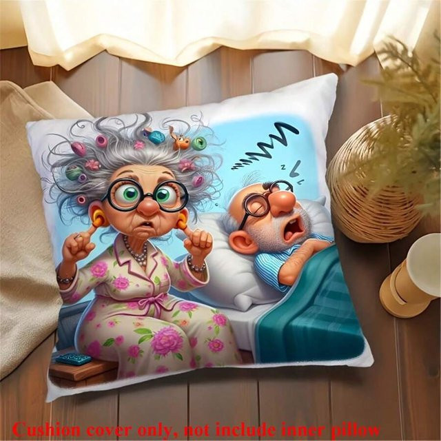 Lustiger Kissenbezug mit Cartoon Oma Opa Aufdruck von JMG Clothing, Mehrfarbig, B/B: 45 x 45 cm - Bild 1