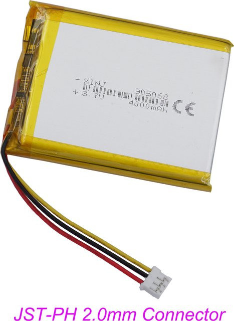 XINJ Li-Polymeer Akku 3.7V 4000mAh 14.8Wh mit JST 3-Pin 2.0mm Connector und NTC Thermistor in Weiß - Bild 1