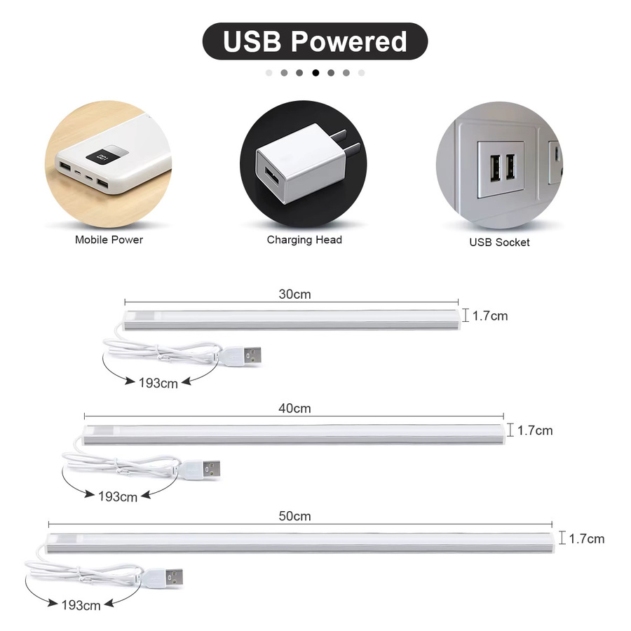 Lcamaw LED Lichtleiste mit Bewegungssensor und USB-Anschluss, Weiß, Breite: 30 cm - Bild 2