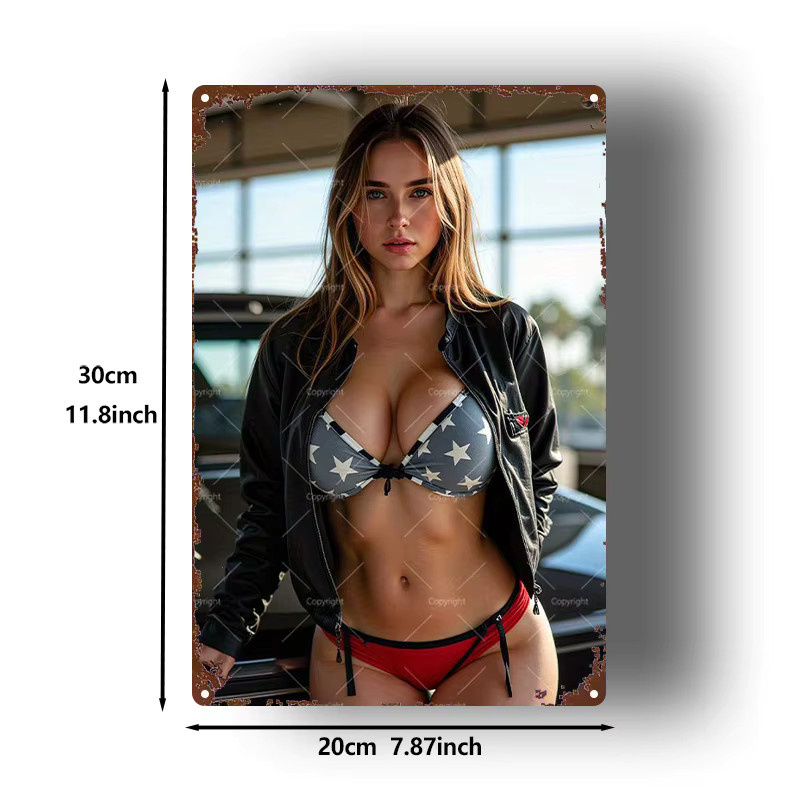 CIFBUY Vintage Metall-Blechschild Sexy Beauty Car Dekoration in Multicolour, B: 20,32 cm, H: 30,48 cm - Bild 2