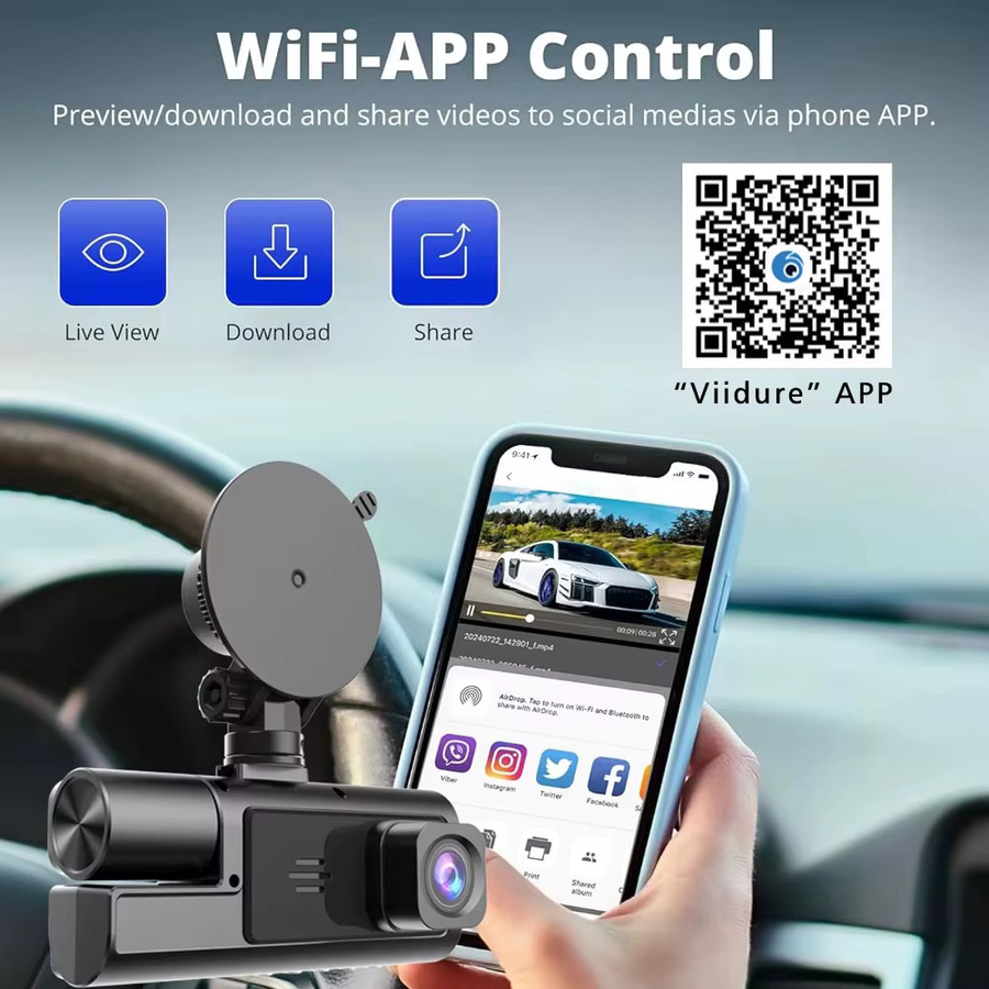 Camco 3-Kanal Dash Cam mit WIFI und Full HD 1080P für das Fahrzeuginnere in Schwarz - Bild 4
