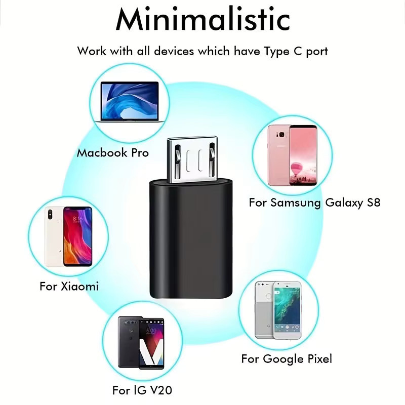 8-teiliges USB-Adapter-Set in Schwarz mit USB-C und Micro-USB Konvertern für Laptop und Auto - Bild 2