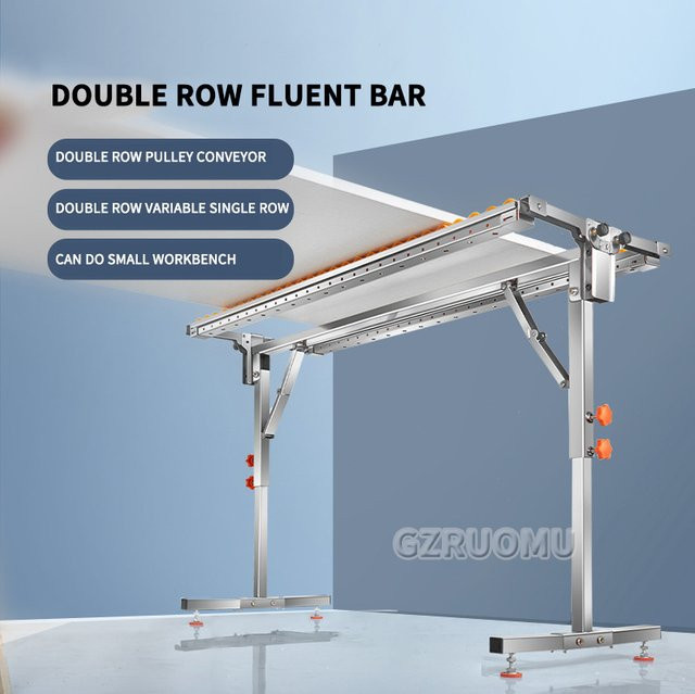 GZRUOMU Holzschneidehalterung mit höhenverstellbarer, zusammenklappbarer zweireihiger Transportrolle in Silber, B/T/H: 110 x 90 x 40 cm - Bild 1